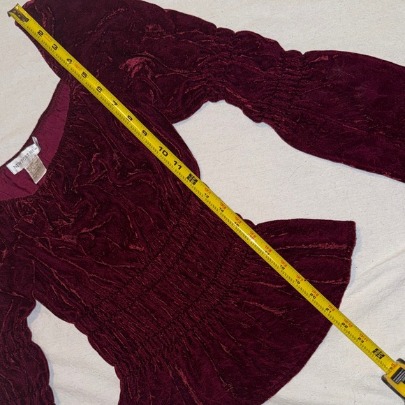 Newport News Y2K Velvet Maroon Blouse - Picture 5 of 9